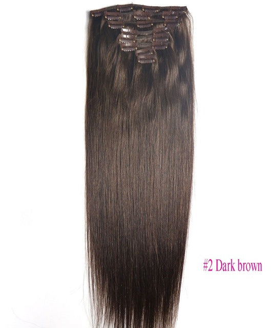 Thin | ZZHAIR 100g-160g 16"-26" Machine Made Remy Hair 8Pcs Set Clips