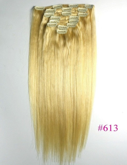 Thin | ZZHAIR 100g-160g 16"-26" Machine Made Remy Hair 8Pcs Set Clips